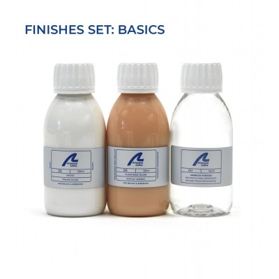 BASIC FINISHES SET 125ml X 3 PCS - filler primer, transparent semi-gloss varnish and airbrush thinner
